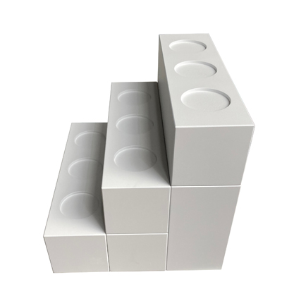 Verkaufsdisplay Treppe Stapelbare Holzklötze mit Vertiefungen